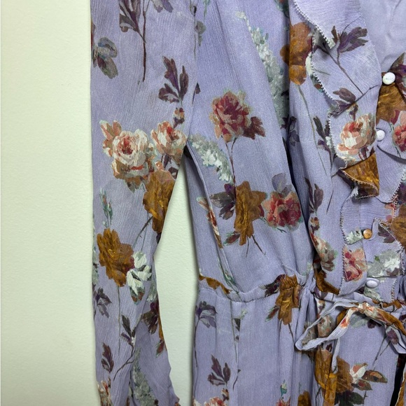 Paige lilac ruffle tie front desk silk size small 153 - Picture 4 of 5